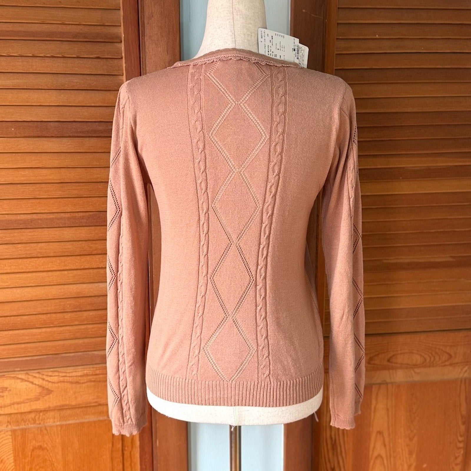 Axes Femme J-fashion Kawaii Dusty Pink Card Suits Pearls Cardigan Sweater M