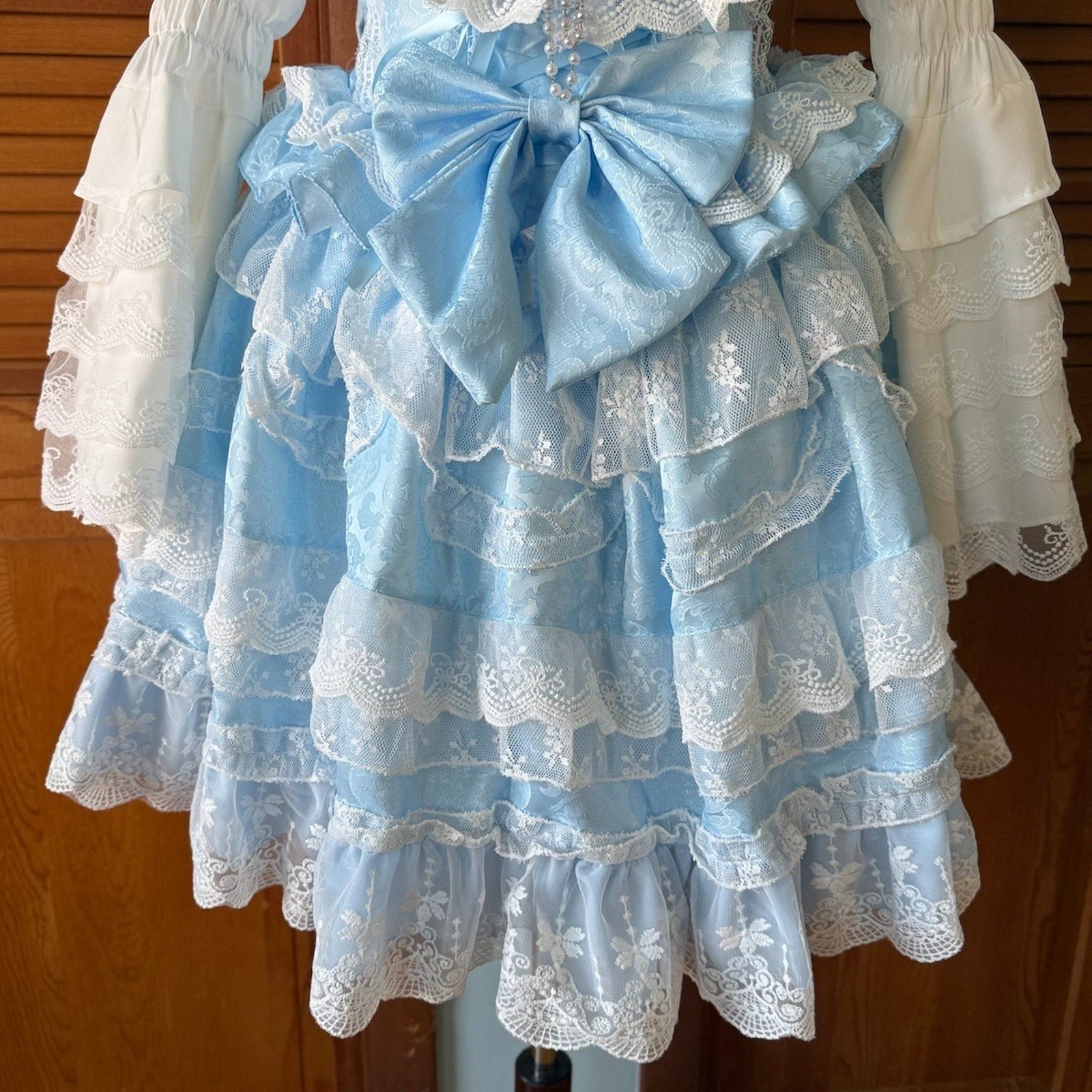 Sweet Lolita Alice in Wonderland Blue White JSK Shirt Petticoat Outfit Dress