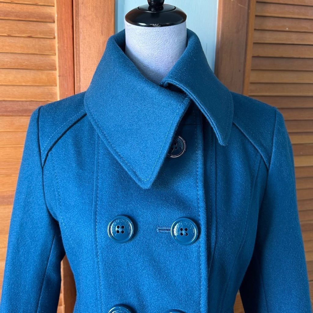 Miss Sixty J-fashion Dollcore Gyaru Himekaji Teal Wool Blend Pea Coat Jacket S