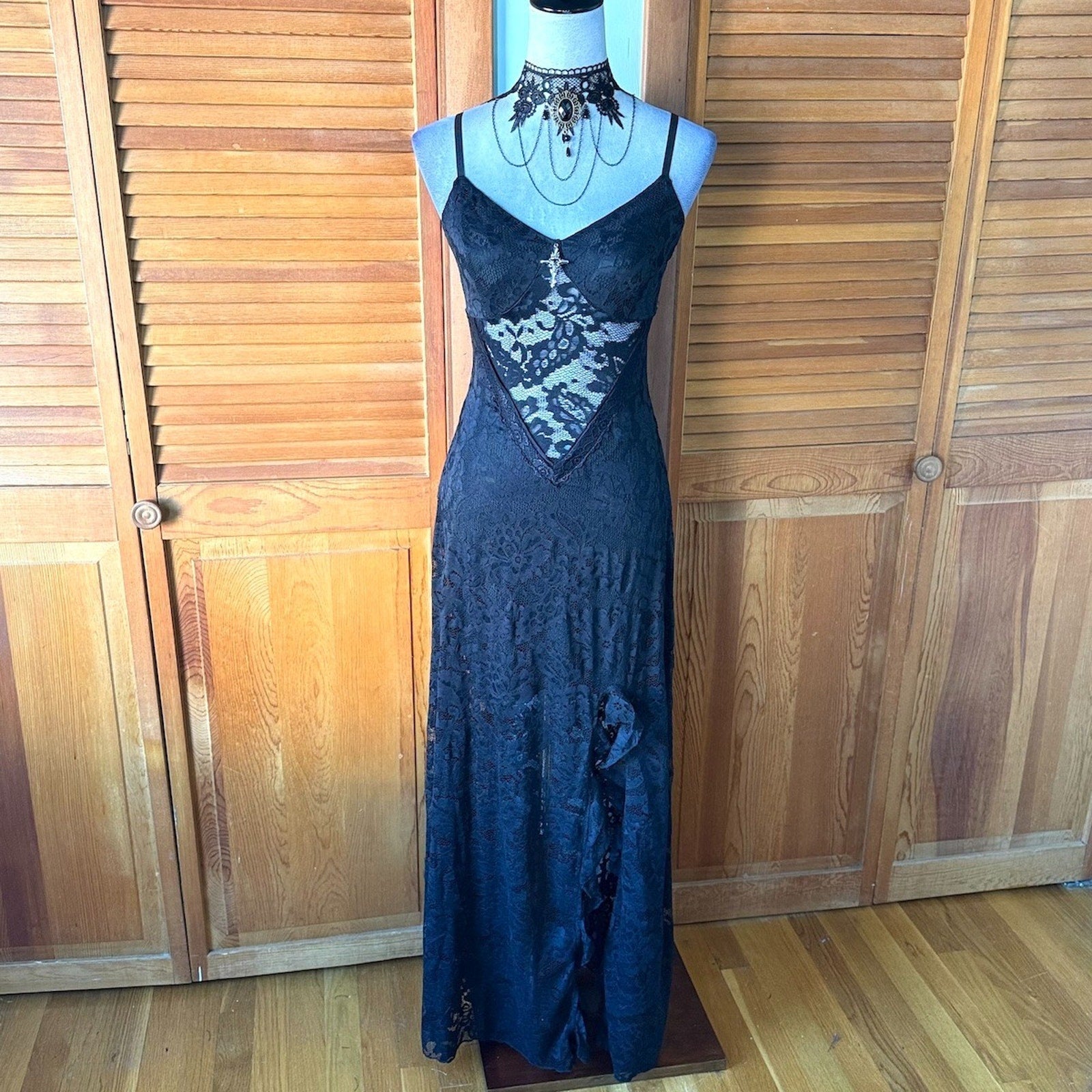 Gothic Victorian Vampire Fairycore Dark Matters Black Lace Up Back Dress