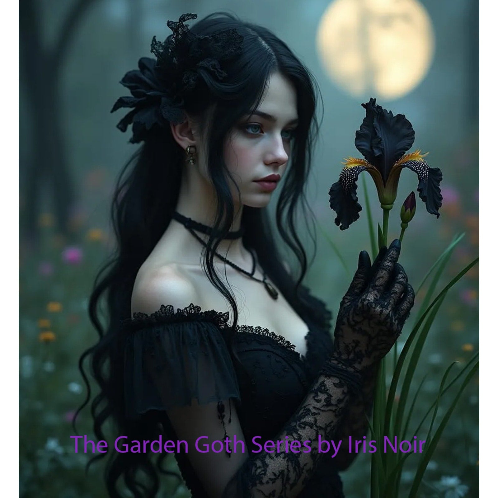 Gothic Victorian Flowers of Evil Black Velvet & Lace Morticia Gown Dress
