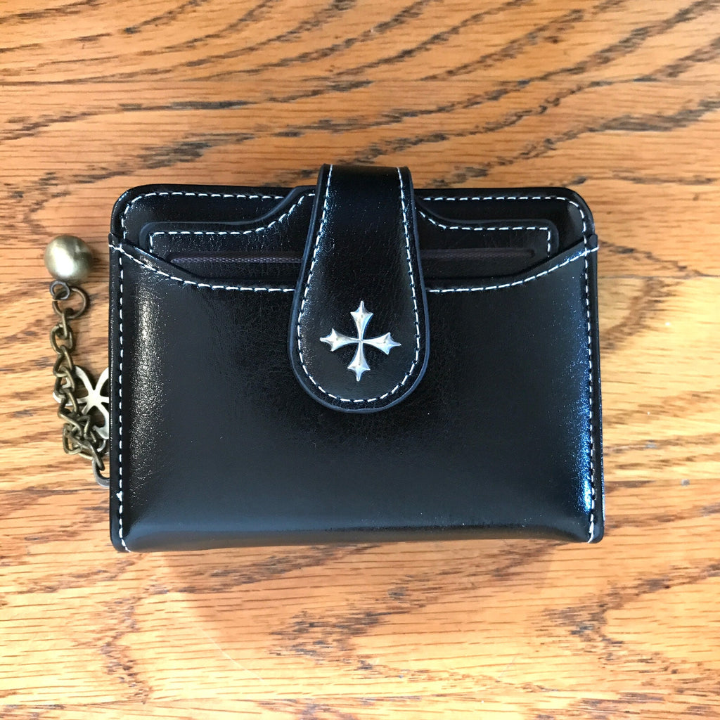 Goth Punk Lolita Visual Kei Steampunk Victorian Cross Zip Up Card Holder Wallet