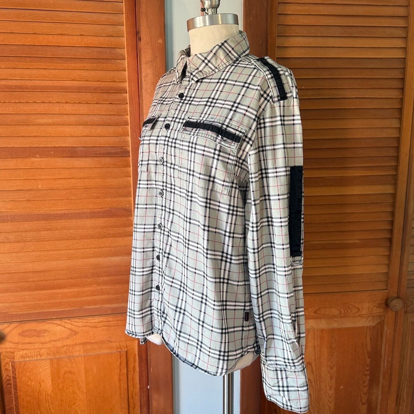 Vintage Tripp NYC Punk Goth Y2K Gray Plaid Cotton Unisex Shirt M-XL