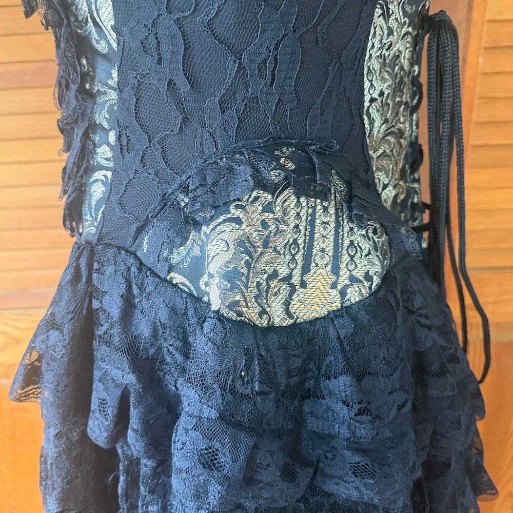 Burleska Gothic Victorian Renaissance Cabaret Golden Brocade Lace Corset Dress