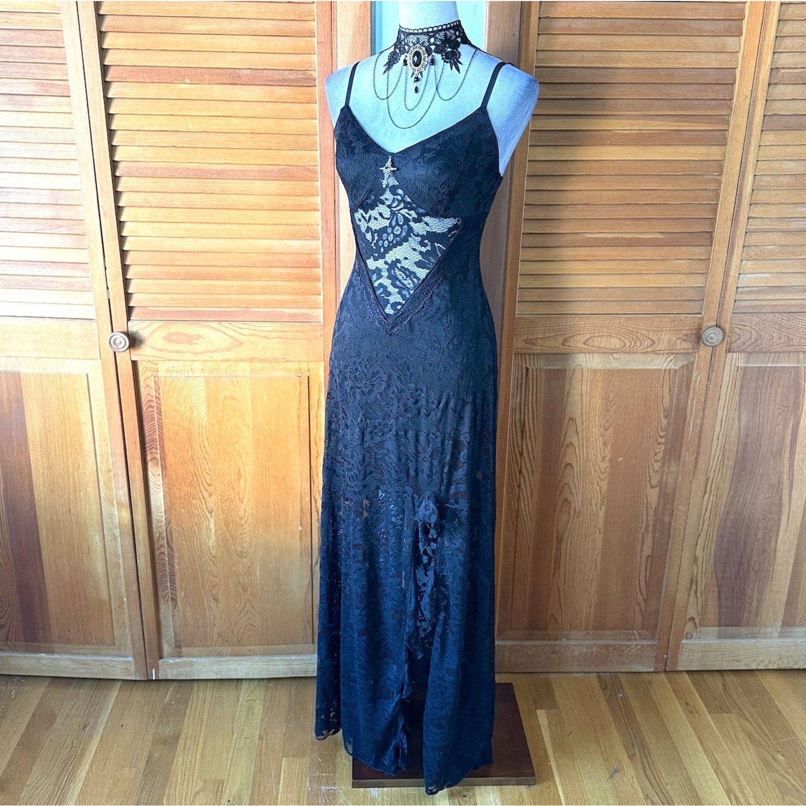 Gothic Victorian Vampire Fairycore Dark Matters Black Lace Up Back Dress