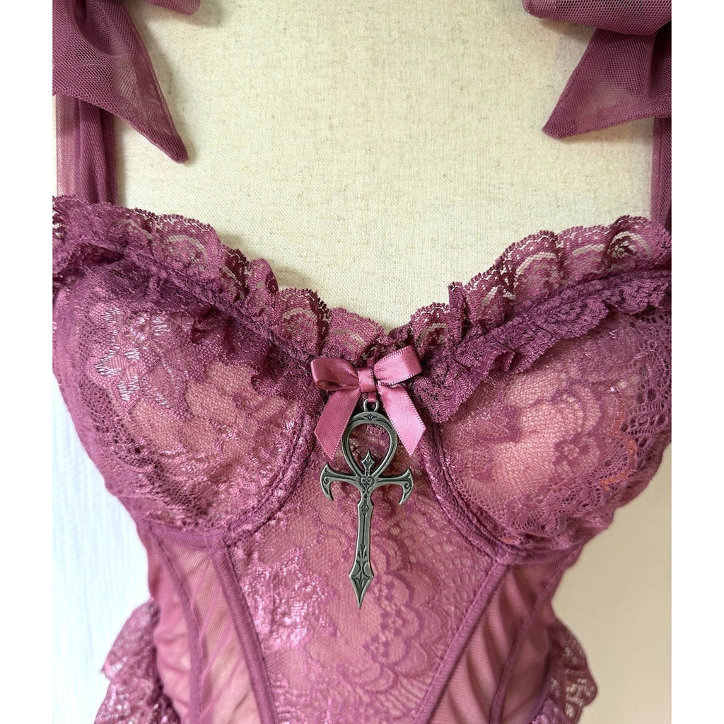 Dolls Kill Widow Vampire Princess Gothic Victorian Whimsigoth Bustier Bow Top