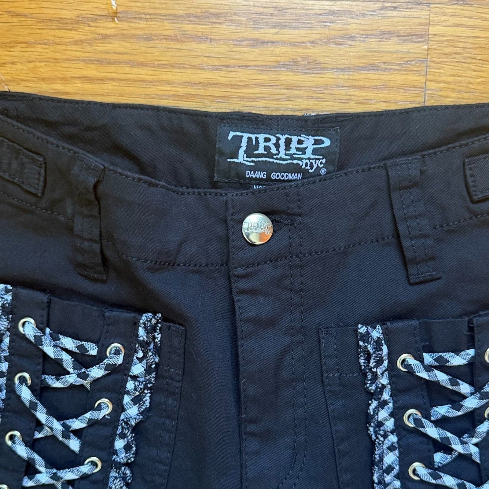 Tripp NYC Gothic Lolita EGL Punk Vkei Black White Lace Up Ruffle Pants