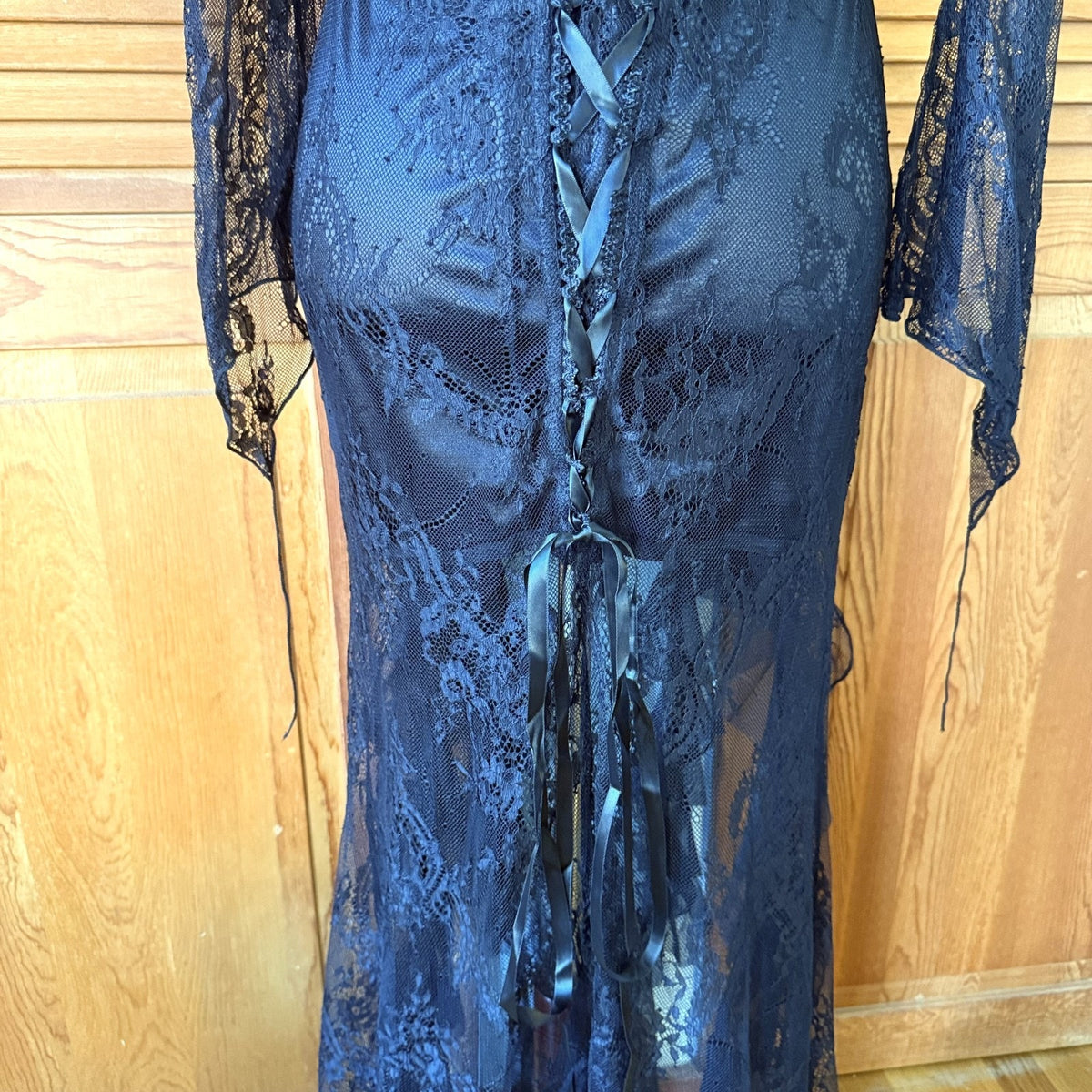 Dark In Love Gothic Victorian Vkei Black Lace Swallowtail Mermaid Dress