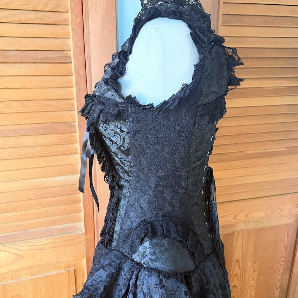 Burleska Gothic Victorian Renaissance Black King Brocade Lace Corset Dress
