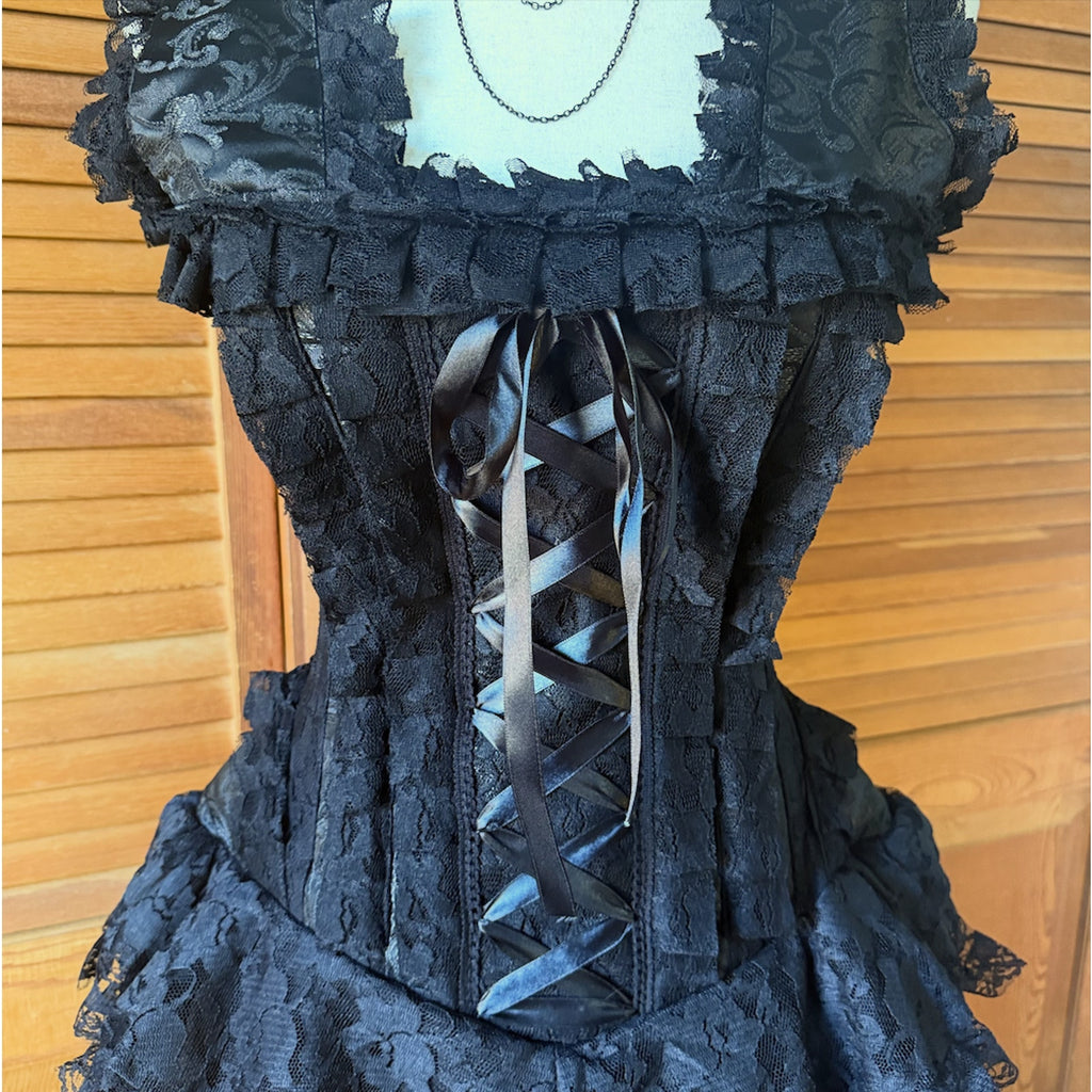 Burleska Gothic Victorian Renaissance Black King Brocade Lace Corset Dress