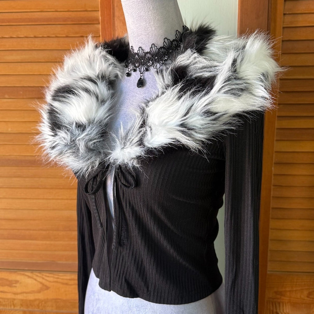 Jawbreaker Goth Punk Werewolf Mistress Faux Fur Collar & Cuffs Cardigan