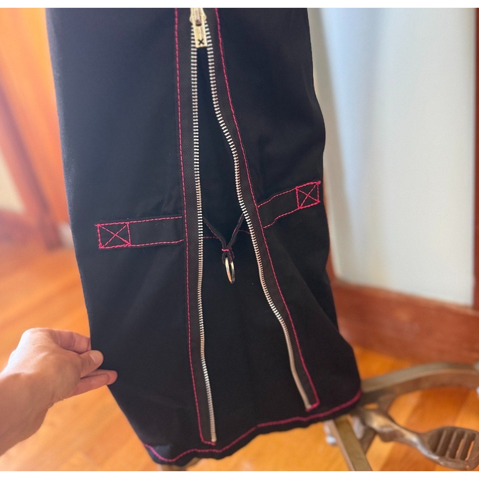 Tripp NYC Gothic Lolita Punk Emo Black Pants w/ Pink Lace Ruffles 29/9