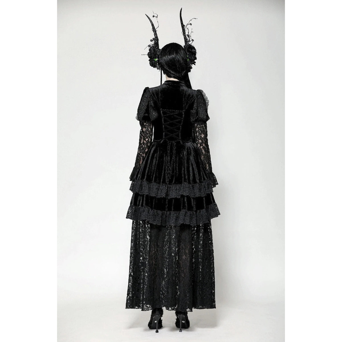 Dark In Love Gothic Victorian Lolita Princess Romantic Black Velvet Dress