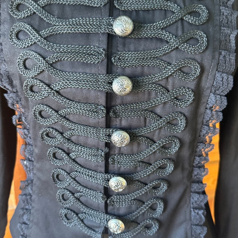 Gothic Victorian Vampire Military Black Tailcoat Jacket S-M