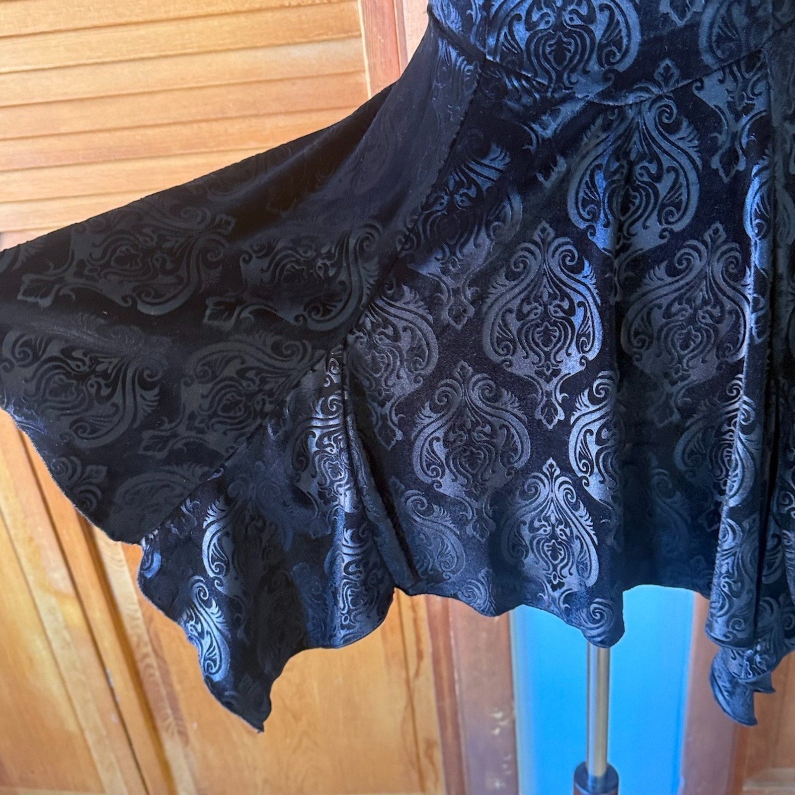 Dolls Kill Gothic Witch Emo Dark Fairycore Black Velvet Pixie Hem Dress XS