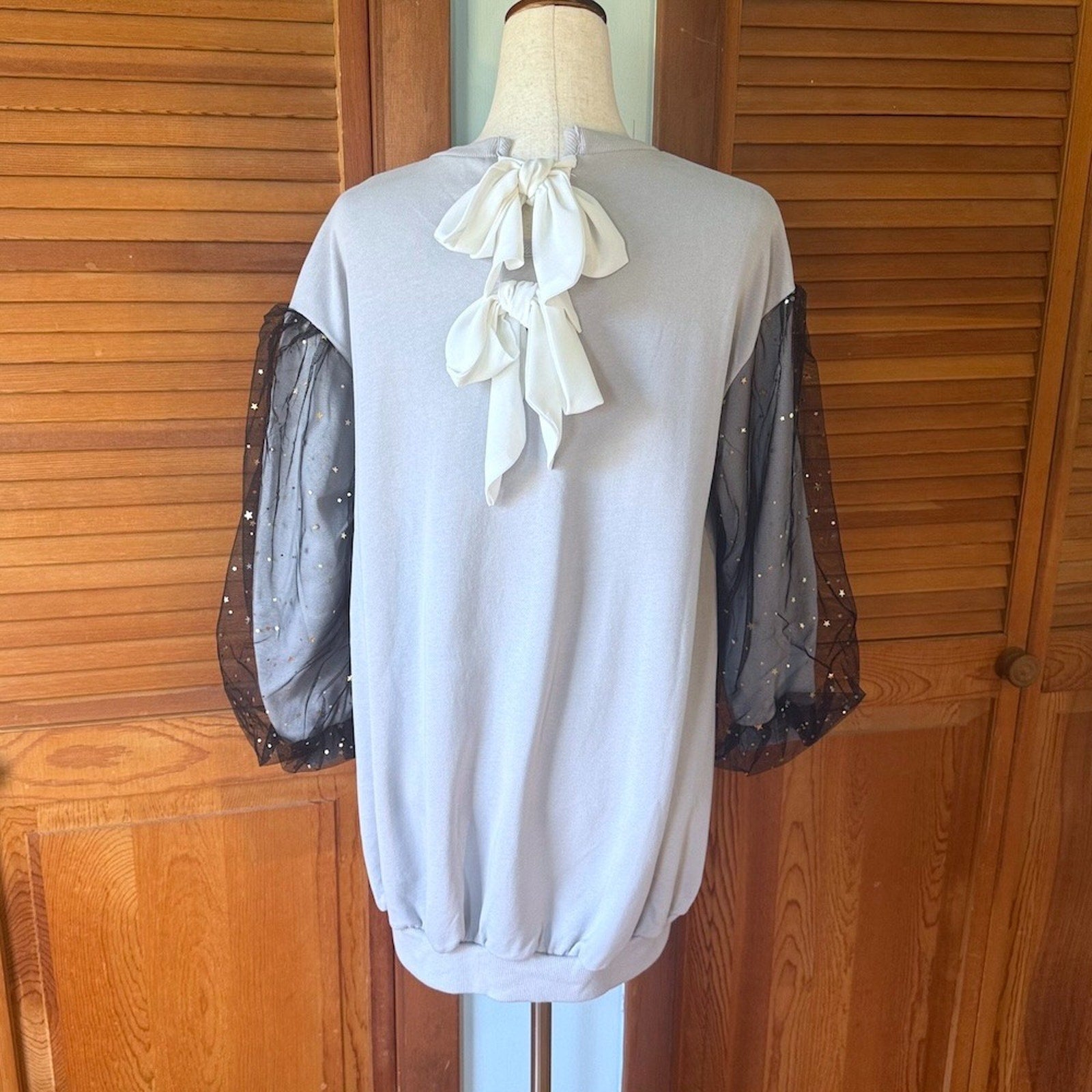 J-fashion Bodyline Gyaru Kawaii Harajuku Gray Unicorn Sweatshirt Dress w/ Bows M