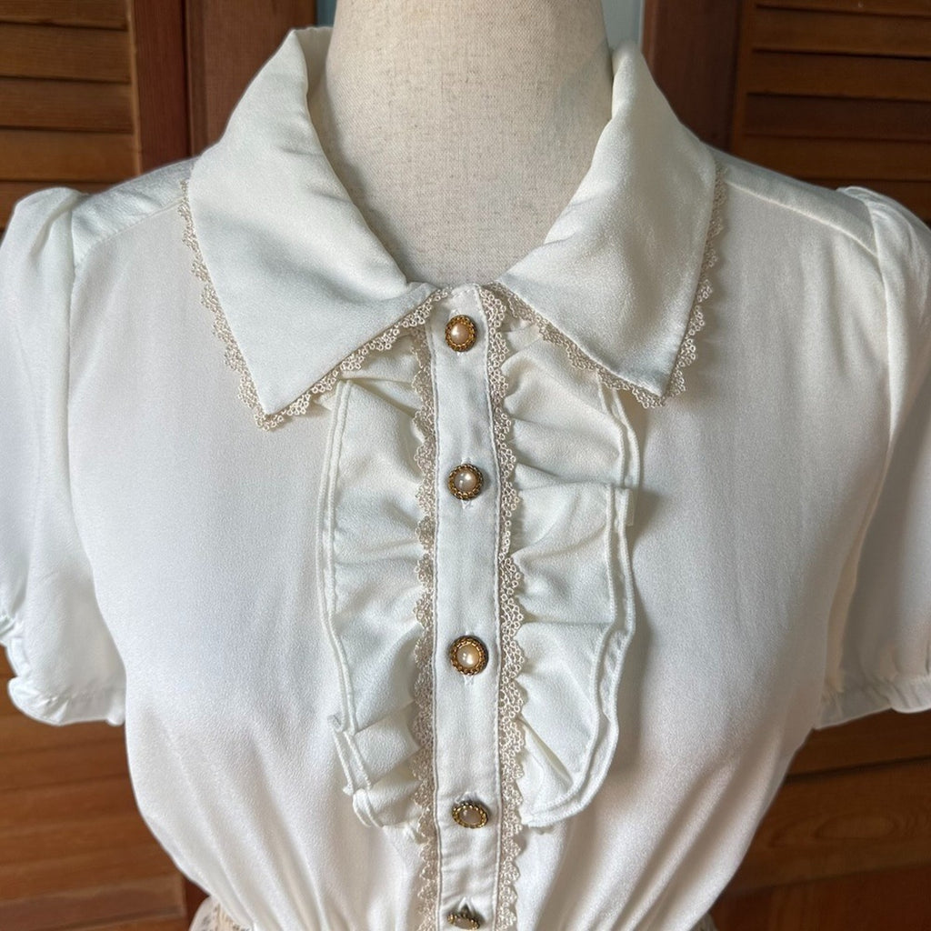 Axes Femme J-fashion Gyaru Himekaji Harajuku White Ruffle Key Summer Dress M