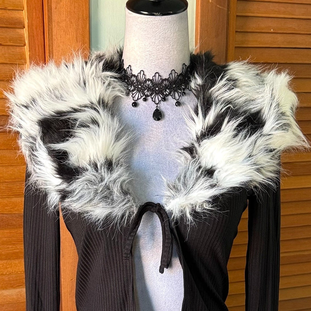 Jawbreaker Goth Punk Werewolf Mistress Faux Fur Collar & Cuffs Cardigan