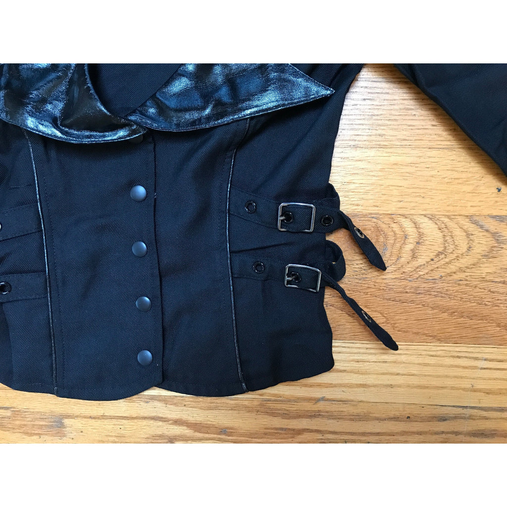 Lip Service Schoolgirl Gothic Lolita Cosplay Punk Retro Black Buckle Jacket XS