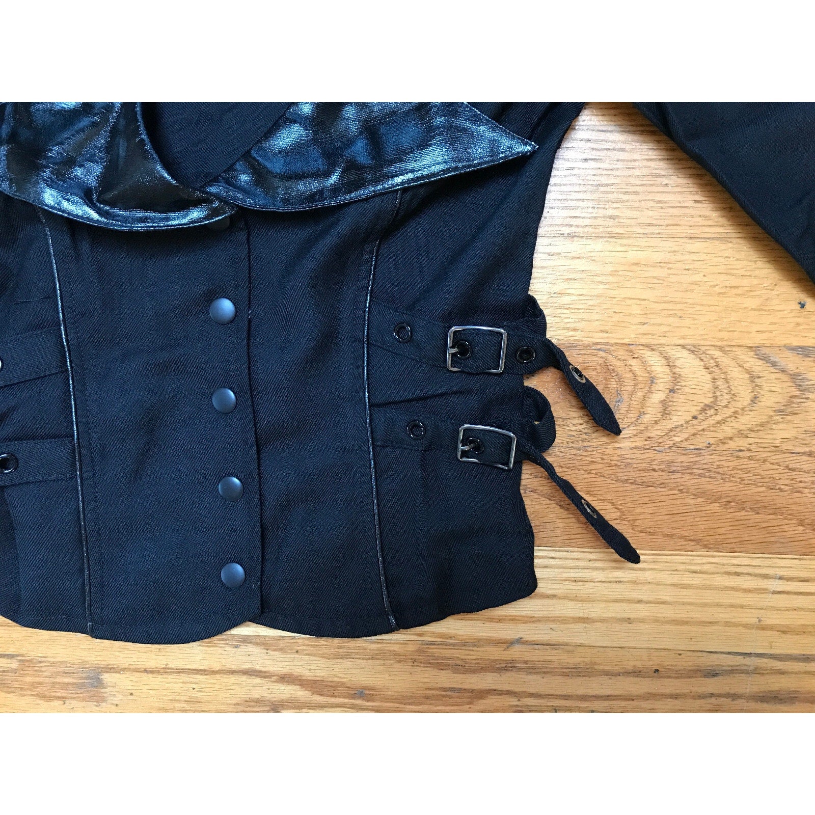 Lip Service Schoolgirl Gothic Lolita Cosplay Punk Retro Black Buckle Jacket XS