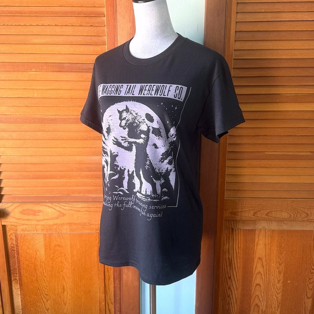 Goth Punk Vampire Werewolf Fantasy Humor BLACK PURPLE Print Tee T-Shirt