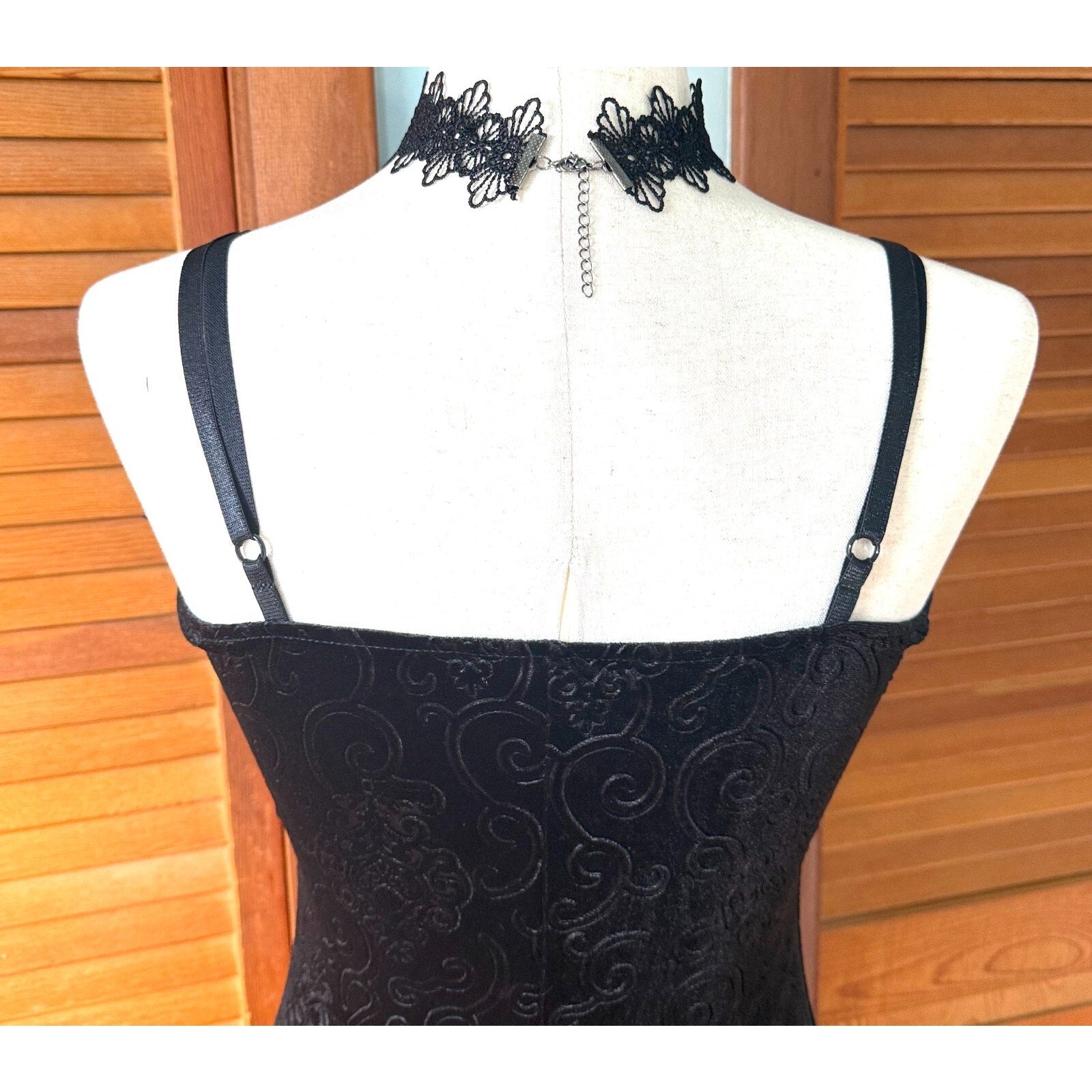 Gothic Lolita Victorian My Summer Woes Black Soft Jacquard Velvet Mini Dress S