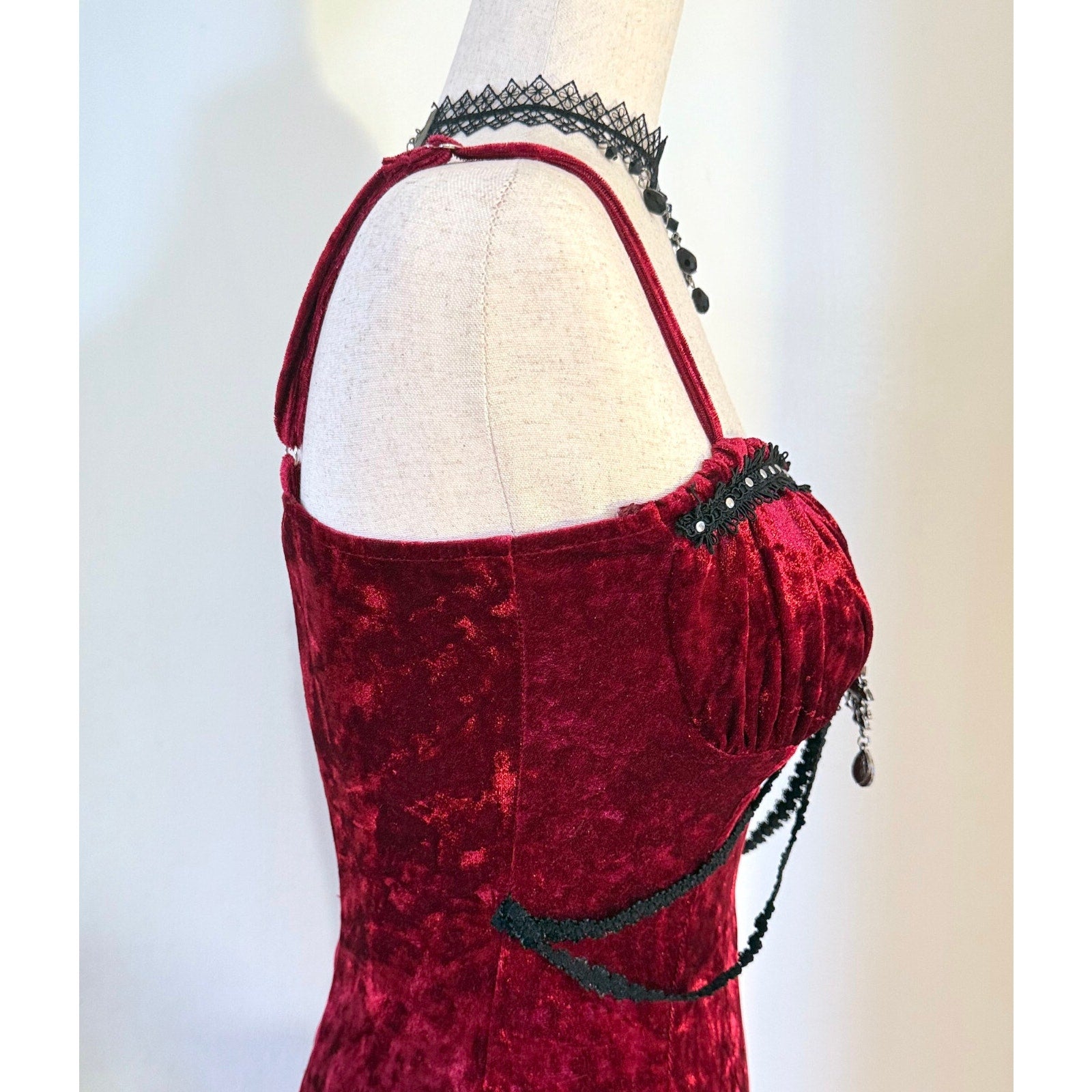 Gothic Victorian Vampire Bites & Roses Blood Red Velvet Dress