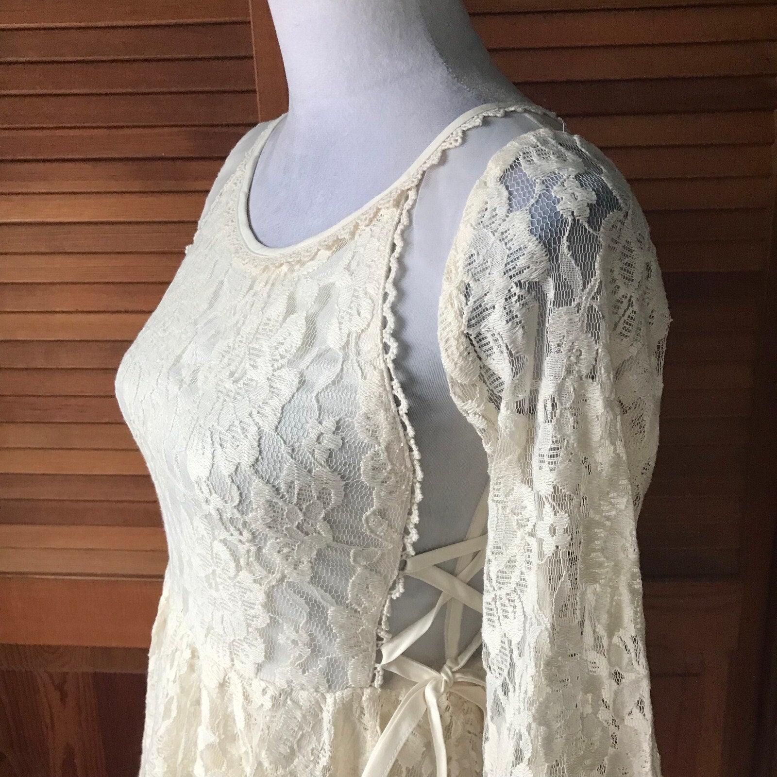 Liz Lisa Style J-fashion Dollcore Cottage Coquette Ivory White Lace Dress S