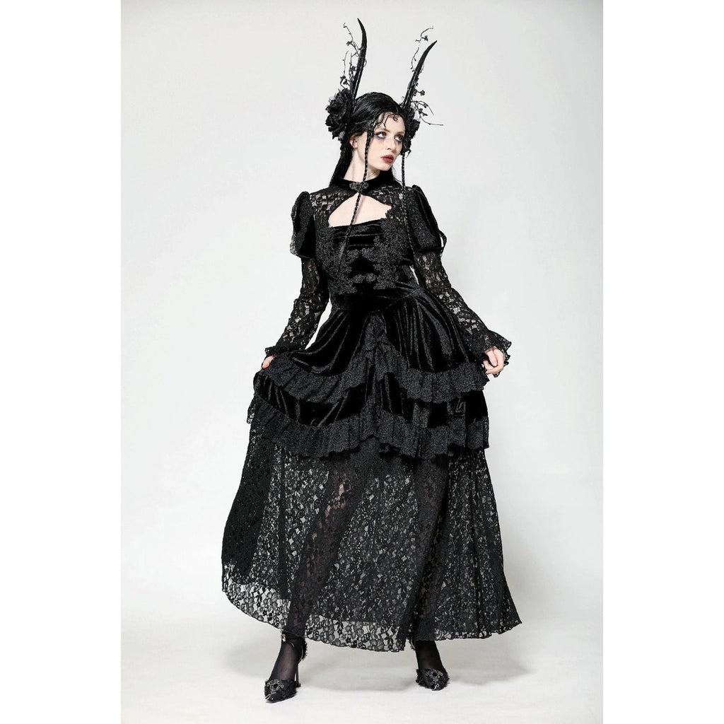 Dark In Love Gothic Victorian Lolita Princess Romantic Black Velvet Dress