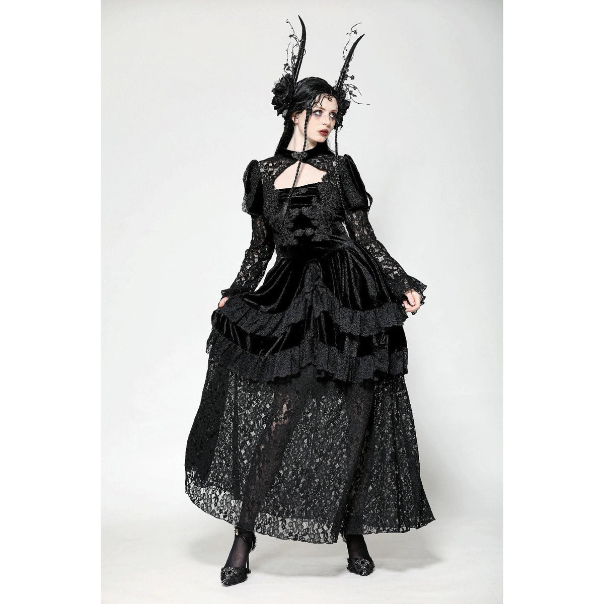 Dark In Love Gothic Victorian Lolita Princess Romantic Black Velvet Dress