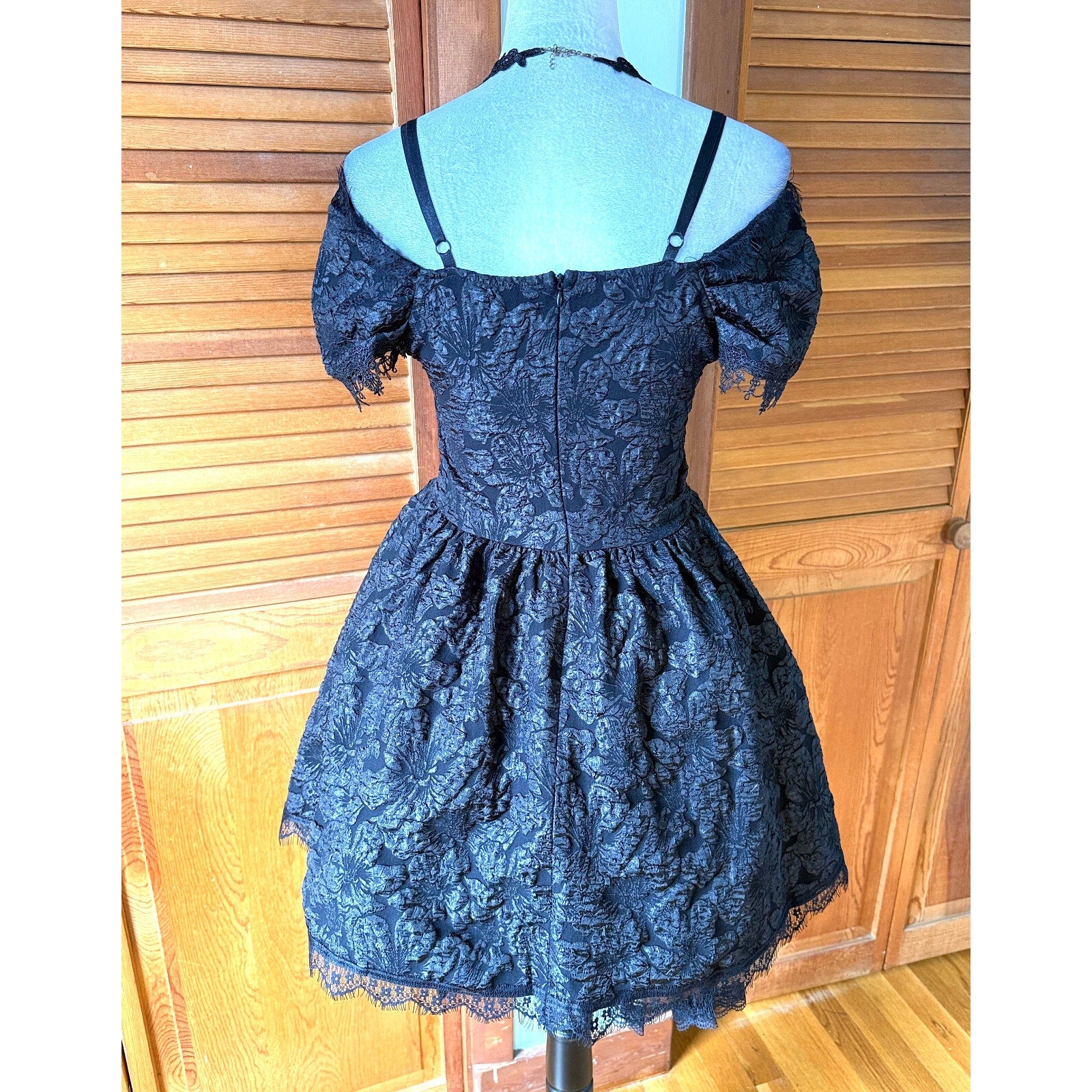Gothic Victorian Lolita EGL Flower Spiderweb Midnight Fairy Dress + Petticoat S