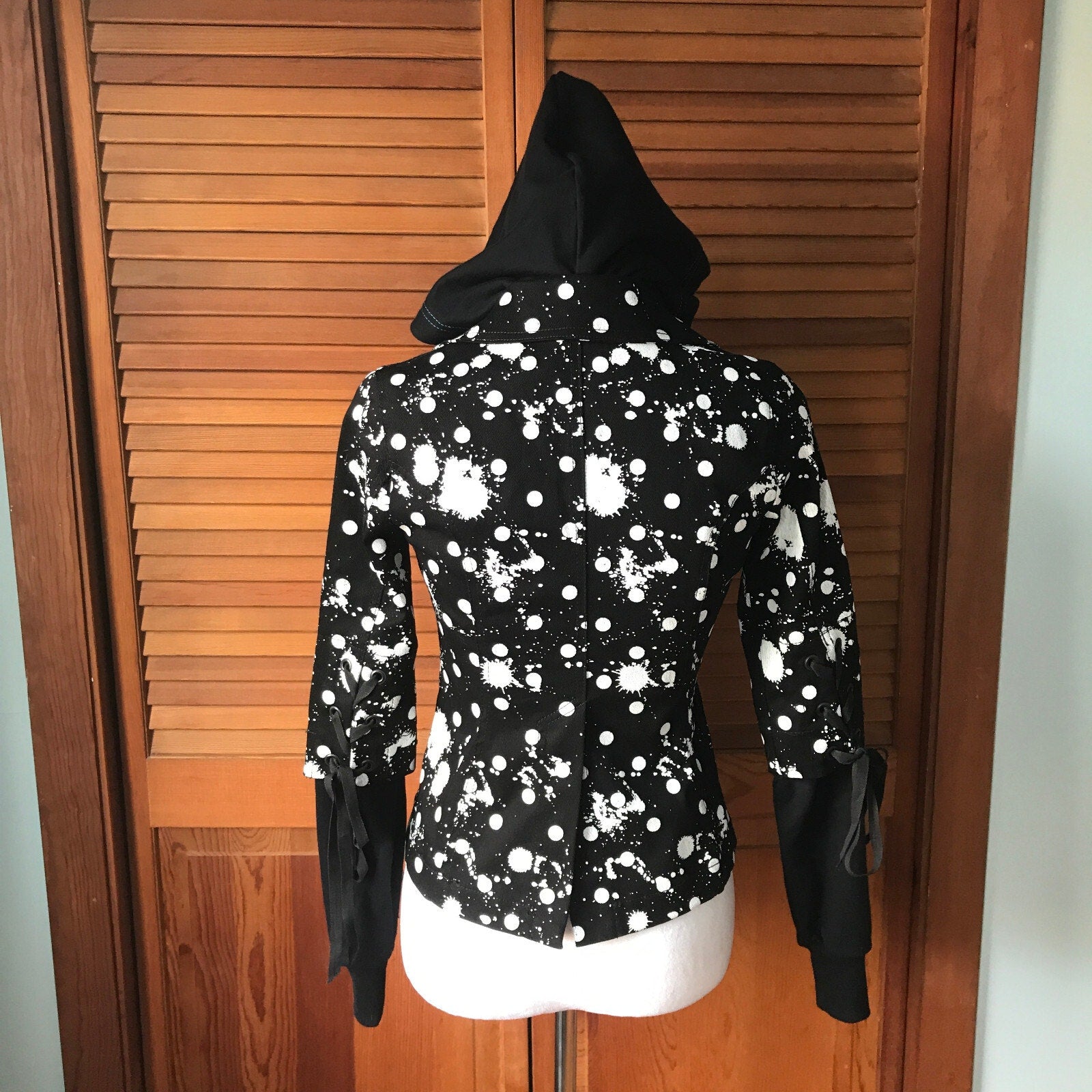 Vintage Lip Service Polka Splatz Punk Goth Hooded Jacket XS