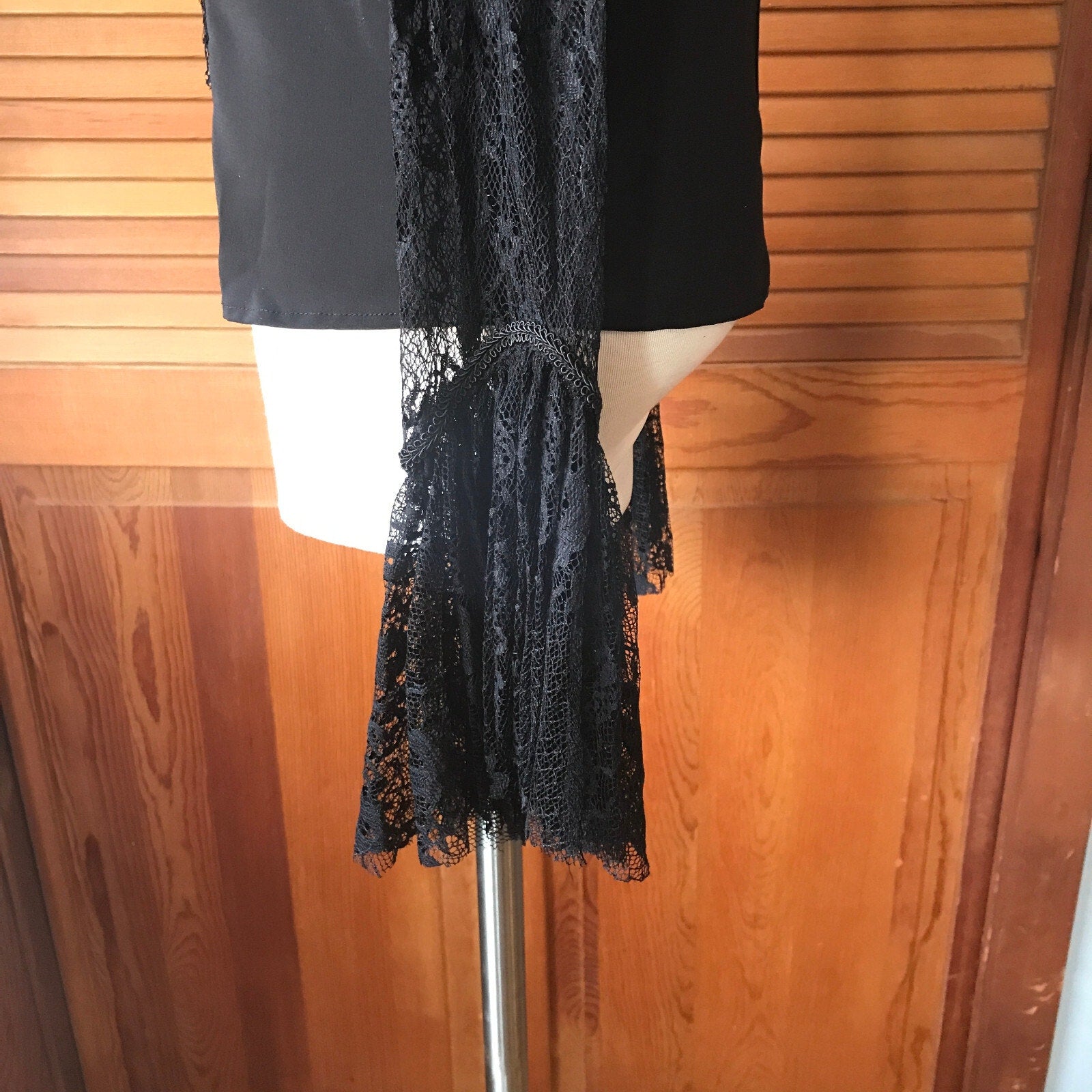 Vintage Lip Service Gothic Lolita Victorian Chiffon & Lace Open Shoulder Top M