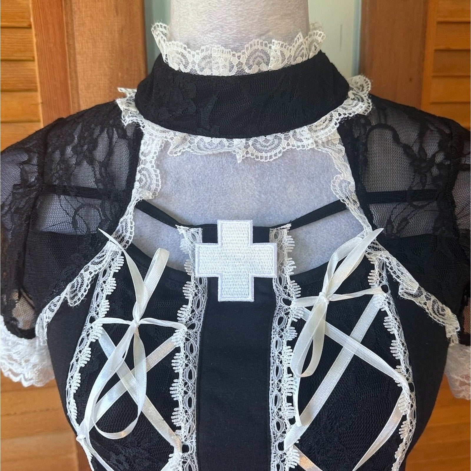 ACDC Rag J-fashion Gyaru Harajuku Dollcore Himekaji Black Lace Up Cross Top