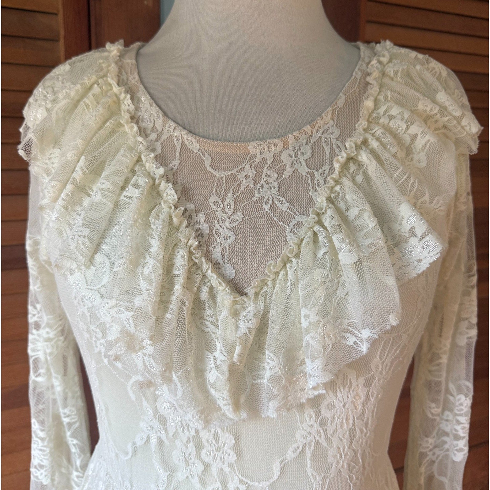 Lolita Kawaii EGL Dollcore Ballet Cottage Ivory Lace Ruffle Dress w/ Bows M