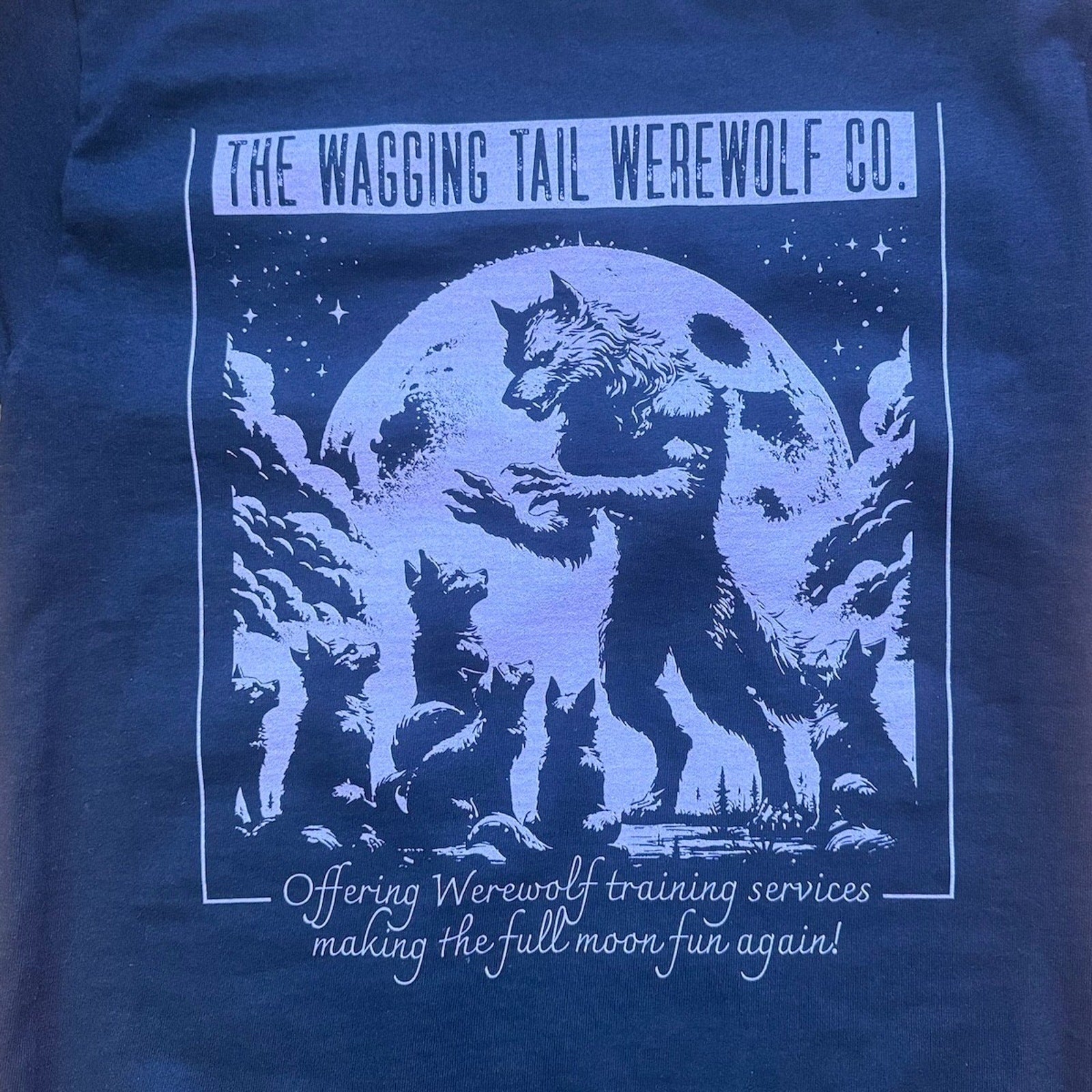 Goth Punk Vampire Werewolf Fantasy Humor BLACK PURPLE Print Tee T-Shirt