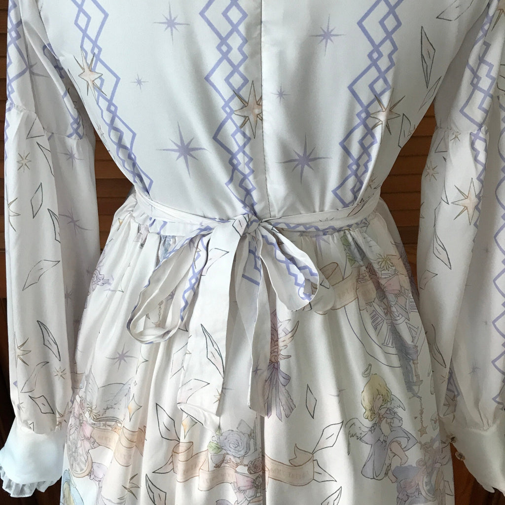 Lolita Kawaii Dolly White Lavender Angel Celestial Science Dress & Petticoat M
