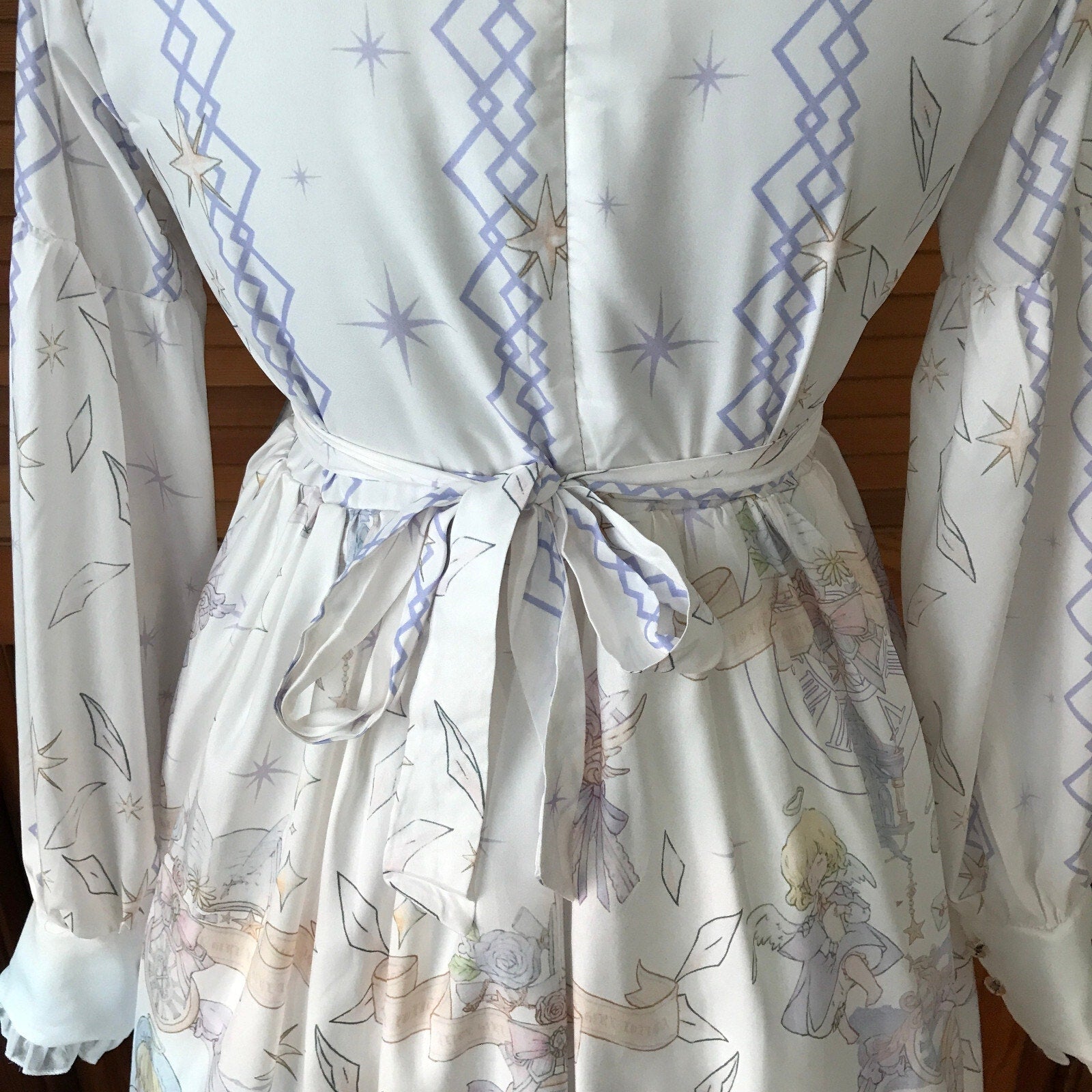 Lolita Kawaii Dolly White Lavender Angel Celestial Science Dress & Petticoat M