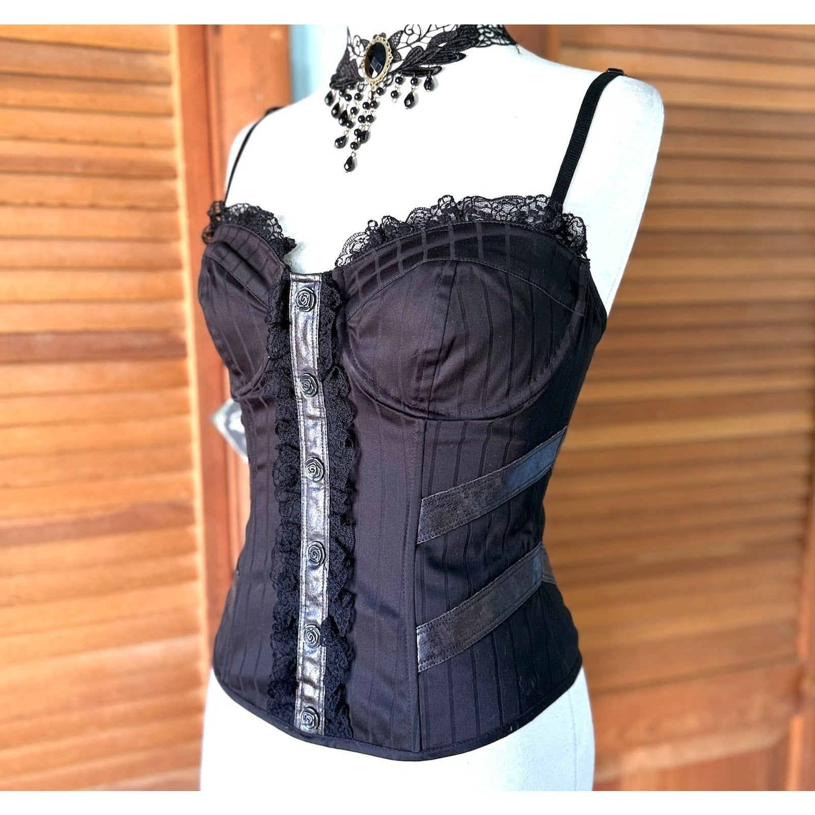 Vintage Lip Service War of the Roses Gothic Victorian Steampunk Cami Top M