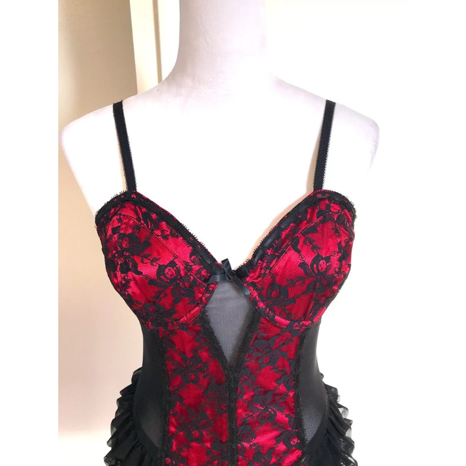 Lip Service Vintage Vaudeville Vamps Gothic Victorian Lace & Mesh Red Dress