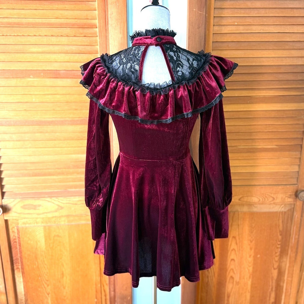Dark In Love Gothic Victorian Vampire Little Claudia Blood Red Velvet Dress