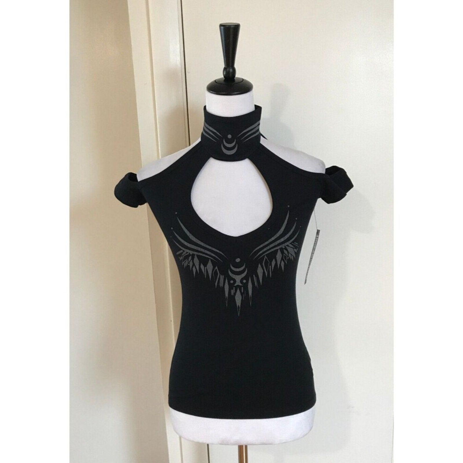 Vintage Lip Service Millennium Moon Cyber Goth Tribal Halter Top Reflective XS