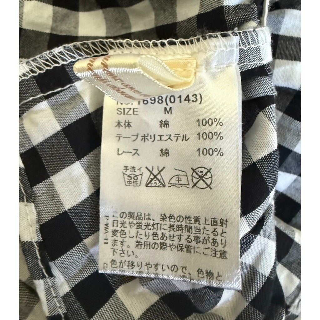 Ank Rouge Lolita EGL J-fashion Kawaii Jirai Gyaru Black White Checkered Top M-L