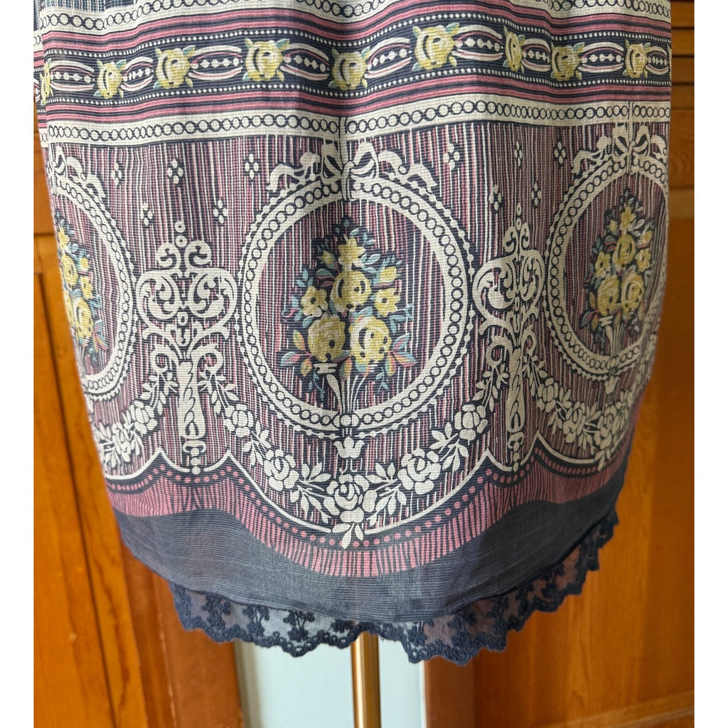 Axes Femme J-Fashion Jirai Kei Himekaji Blue Yellow Flower Medallion Dress M