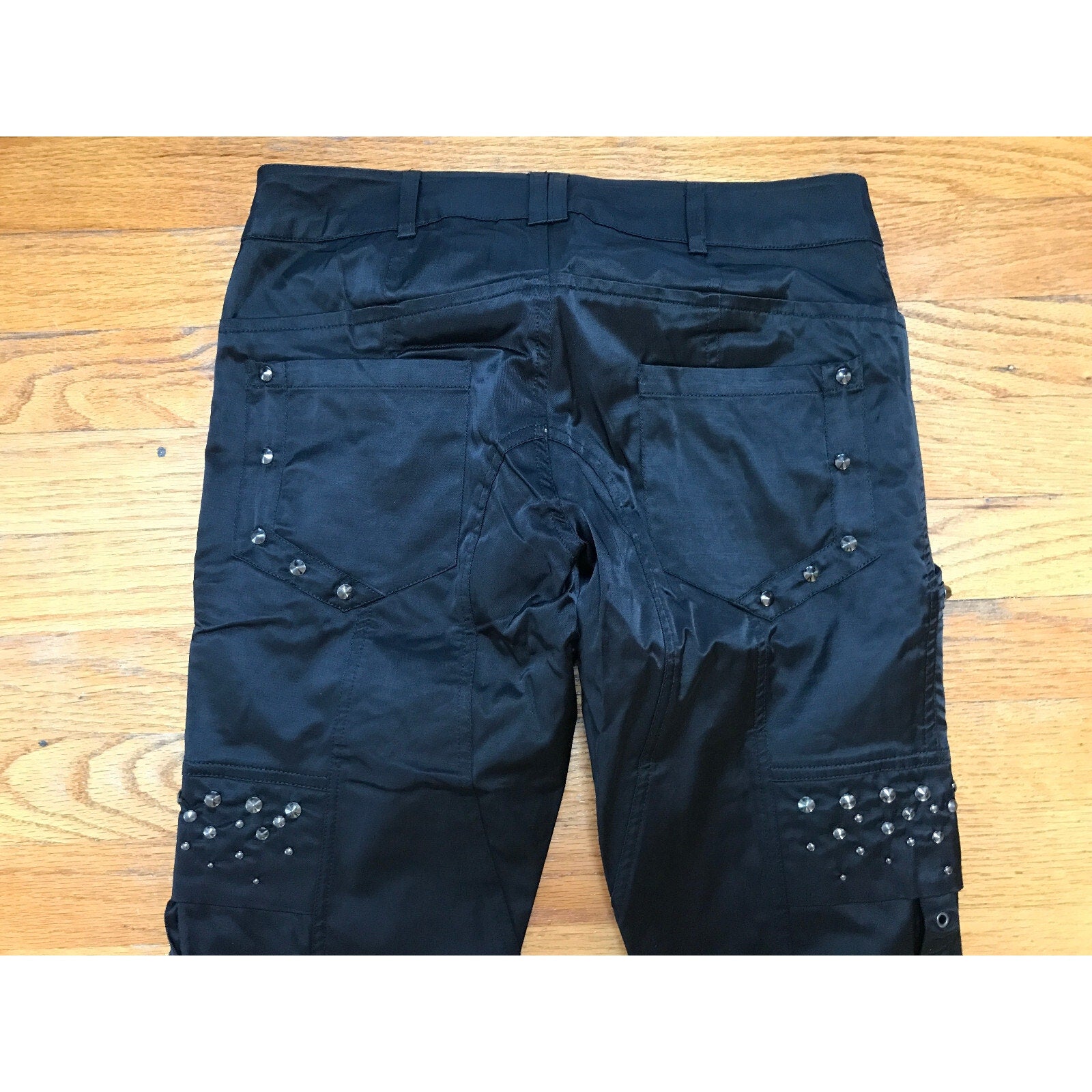 Punk Rave Black Studded Gothic Steampunk Metal Cosplay Visual Kei Pants XL