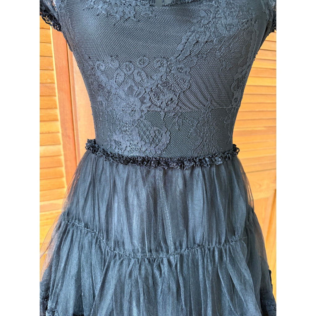Killstar Gothic Lolita Victorian Coquette Black Lace & Bow Short Dress XS