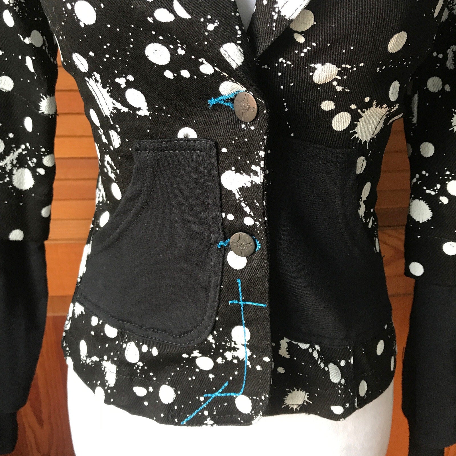 Vintage Lip Service Polka Splatz Punk Goth Hooded Jacket XS
