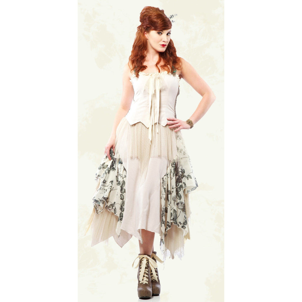 Lip Service Mecanique Menagerie Goth Steampunk Victorian Chiffon Gown Ivory XS