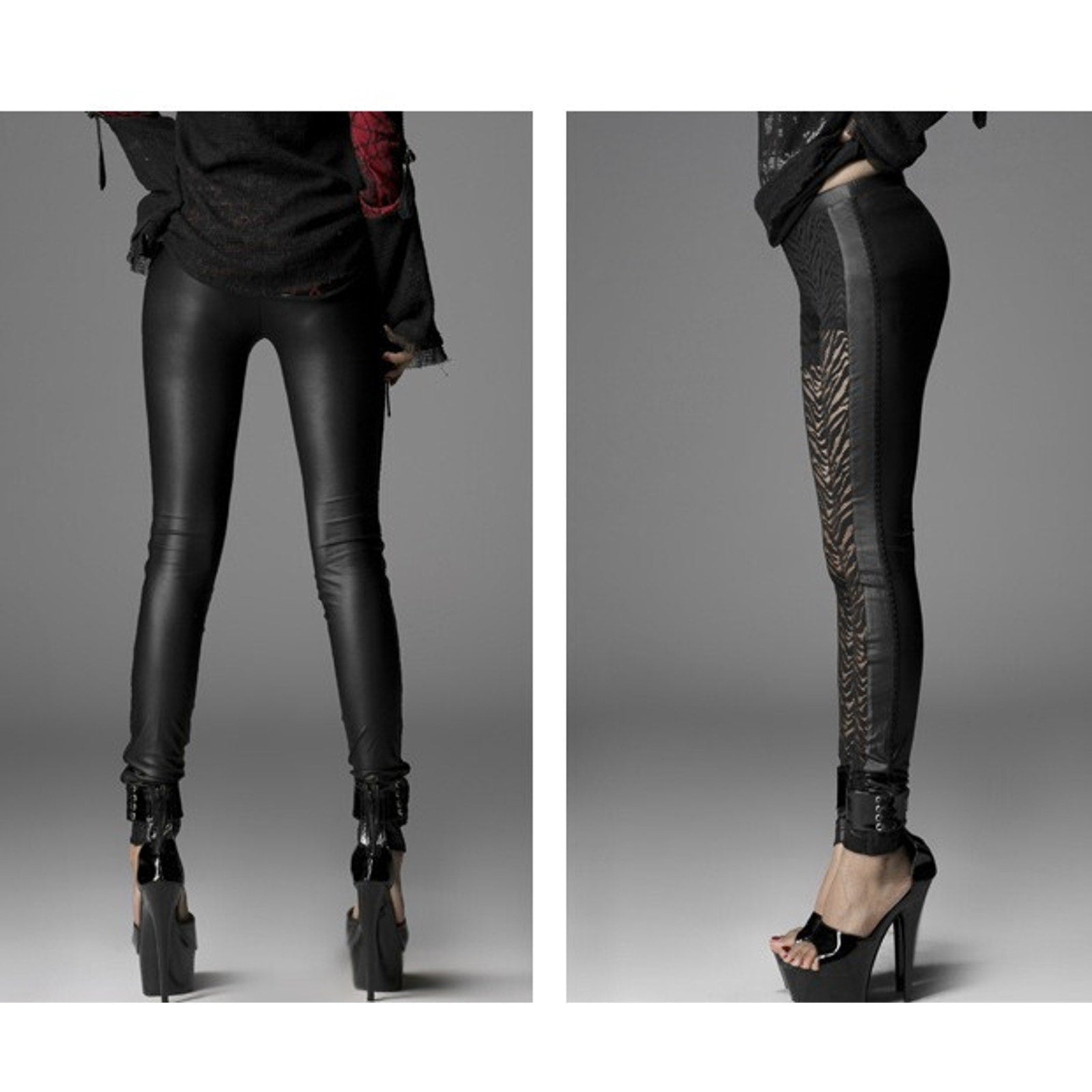 Punk Rave Gothic Victorian Steampunk Visual Kei Zebra Lace Leggings 3XL