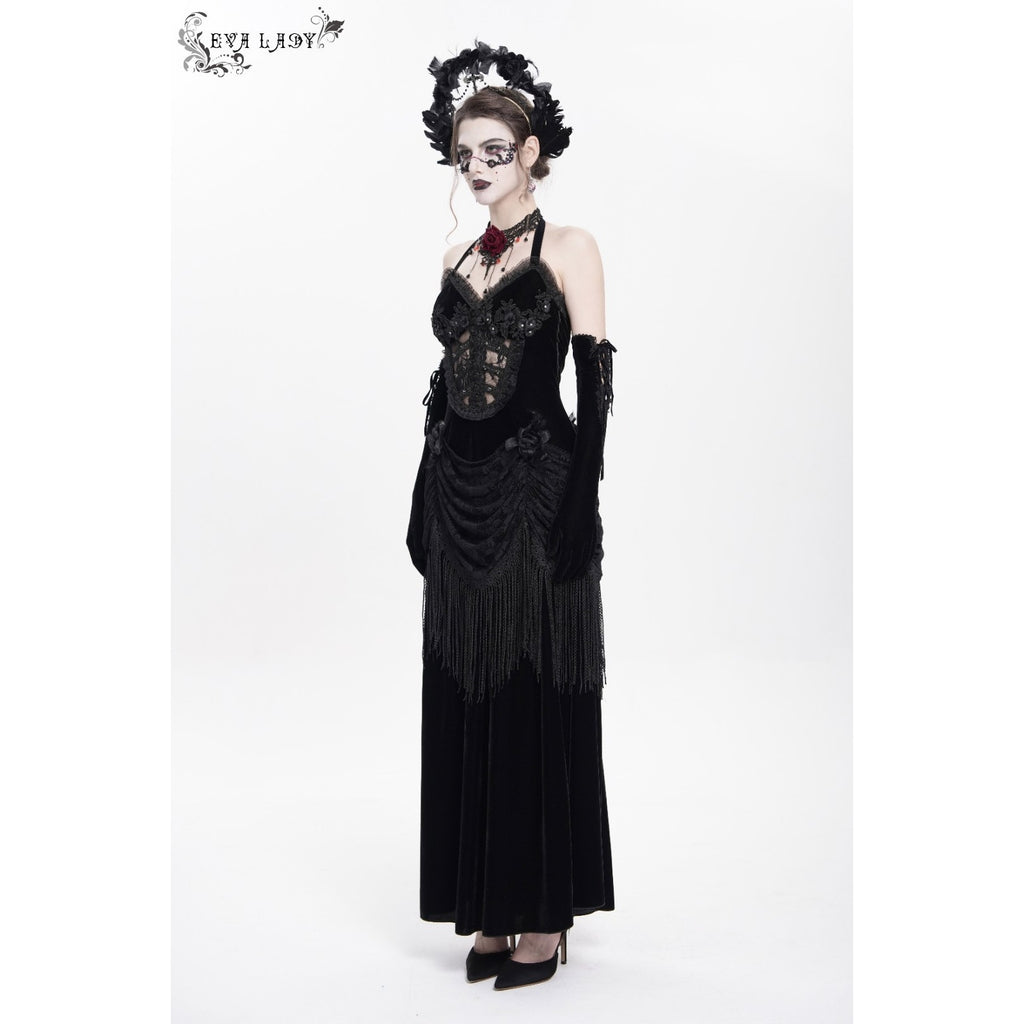 Devil Fashion Gothic Victorian Vampire Decadent Decay Black Velvet Lace Dress